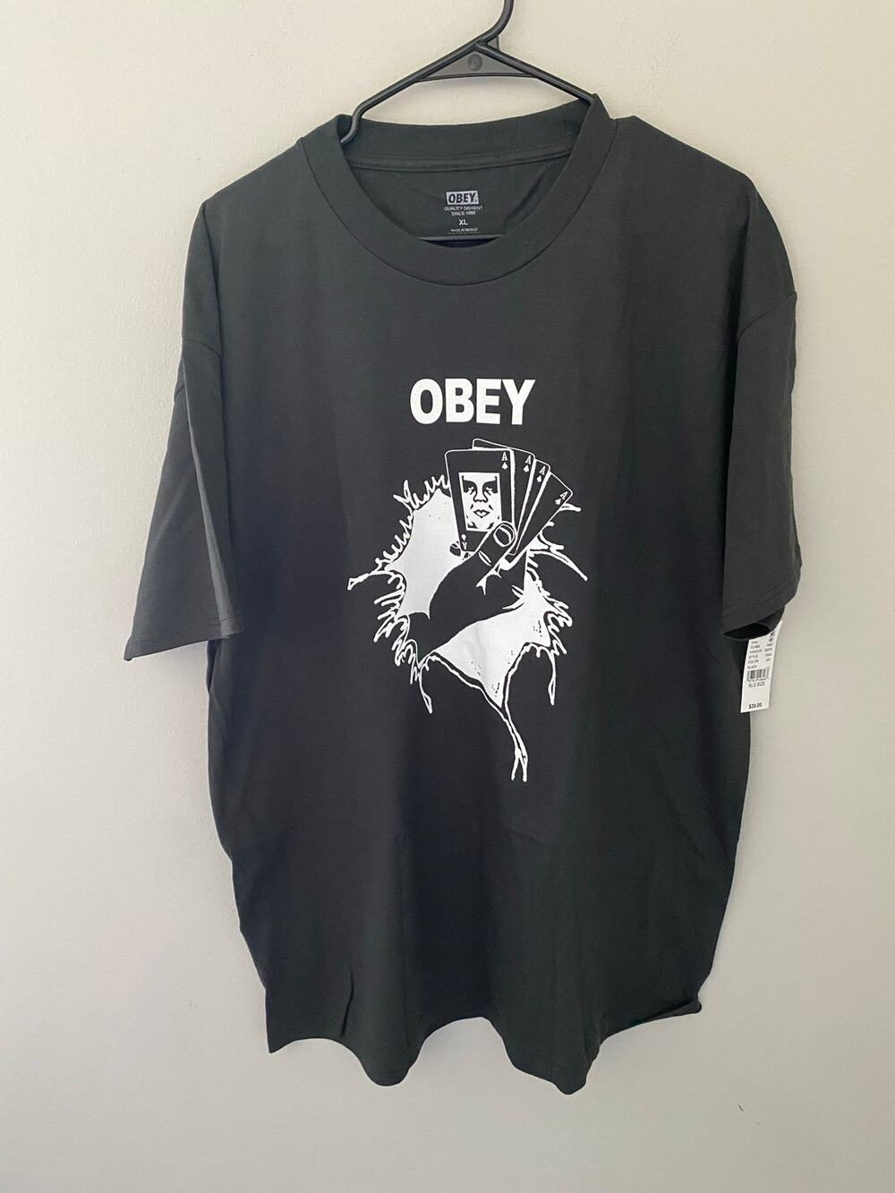 New Obey Clothing Nothing Can Save You Now Graphic T-Shirt, Black Size XL